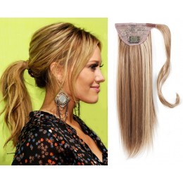 Clip in ponytail wrap / braid hair extensions 24 inch straight - mixed blonde