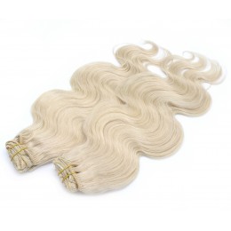 20 inch (50cm) Deluxe wavy clip in human REMY hair - platinum blonde