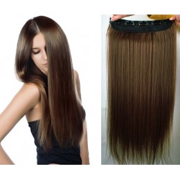 20 inches one piece full head 5 clips clip in hair weft extensions straight – dark brown