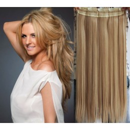 20 inches one piece full head 5 clips clip in hair weft extensions straight – mixed blonde