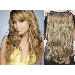 24 inches one piece full head 5 clips clip in kanekalon weft wavy – mixed blonde