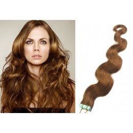 20 inch (50cm) Tape Hair / Tape IN human REMY hair wavy - light brown