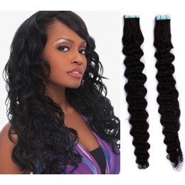 20 inch (50cm) Tape Hair / Tape IN human REMY hair curly - black