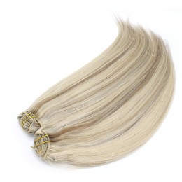 24 inch (60cm) Deluxe clip in human REMY hair -  platinum / light brown