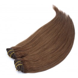 28 inch (70cm) Deluxe clip in human REMY hair - medium brown