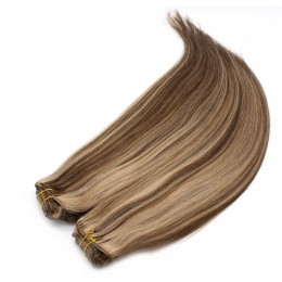 16 inch (40cm) Deluxe clip in human REMY hair - dark brown / blonde