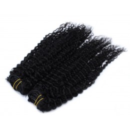 20 inch (50cm) Deluxe curly clip in human REMY hair - black