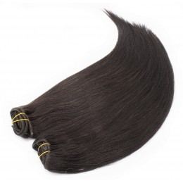 24 inch (60cm) Deluxe clip in human REMY hair -  natural black – PŘÍRODNÍ ČERNÁ