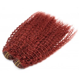 20 inch (50cm) Deluxe curly clip in human REMY hair - copper red
