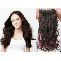One piece full head 5 clips clip in hair weft extensions wavy – black