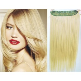 24 inches one piece full head 5 clips clip in hair weft extensions straight – natural blonde