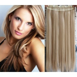 24 inches one piece full head 5 clips clip in hair weft extensions straight – light blonde / natural blonde