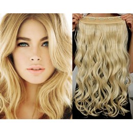 24 inches one piece full head 5 clips clip in kanekalon weft wavy – the lightest blonde