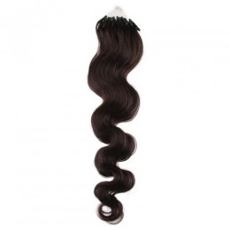 20 inch (50cm) Micro ring / easy ring human hair extensions wavy - natural black