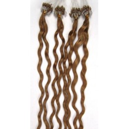 20 inch (50cm) Micro ring / easy ring human hair extensions curly - light brown