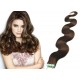 Vlasy pro metodu Pu Extension / TapeX / Tape Hair / Tape IN 60cm vlnité - středně hnědé