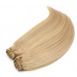 20 inch (50cm) Deluxe clip in human REMY hair - light blonde / natural blonde
